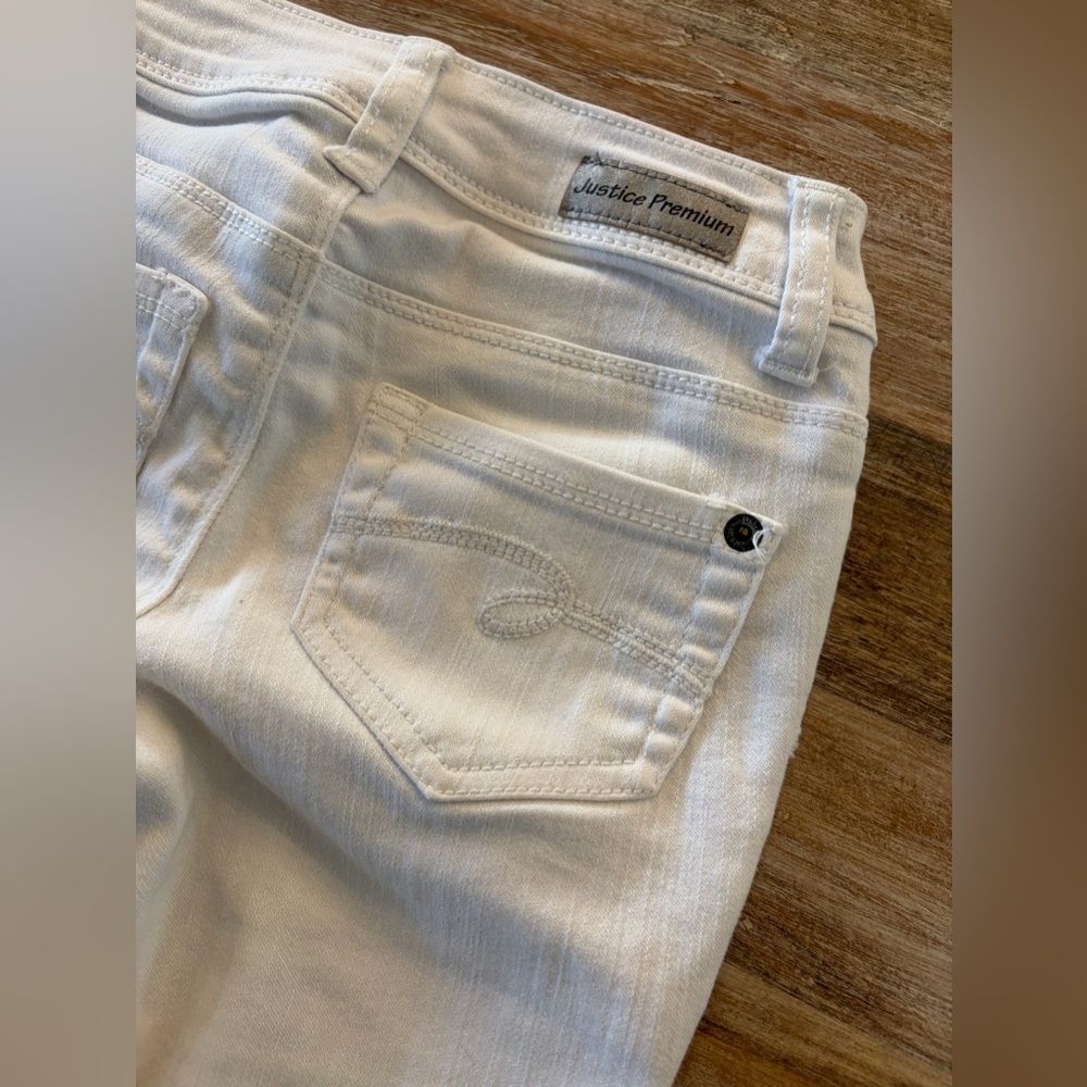 Justice Premium Girls White Stretch Denim Bermuda Shorts, Size 8 S - Picture 4 of 11